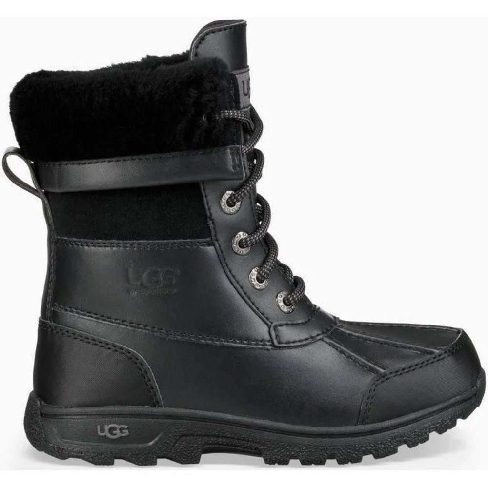 UGG Butte II CWR Black Kids Size 5 Lace-Up Waterproof Snow Boots 1098890K